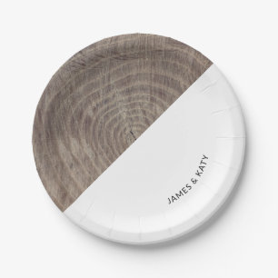 Rustic wood customisable paper plate