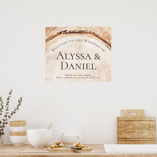 Rustic Wood Cut Welcome to the wedding Custom Poster (Kitchen)