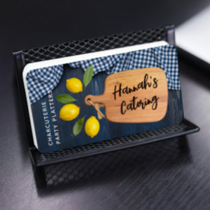 Rustic Wood Cutting Board Citrus Cooking Script Bu Business Card
