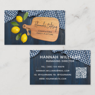 Rustic Wood Cutting Board Citrus Cooking Script Business Card