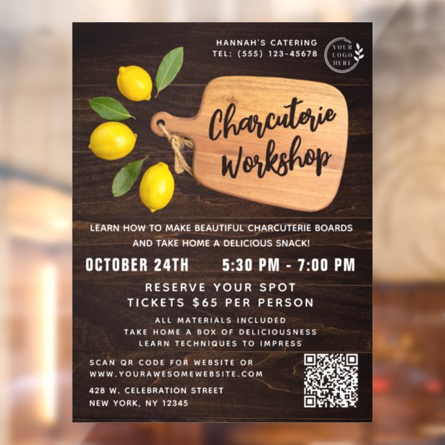 Rustic Wood Cutting Board Citrus Cooking Script  Window Cling (Sheet 2)