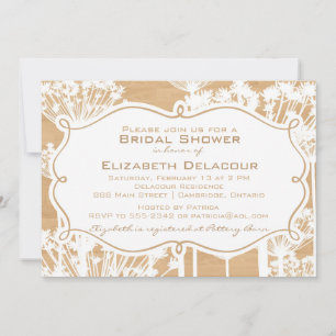 Rustic Wood Dandelions Bridal Shower Invitation
