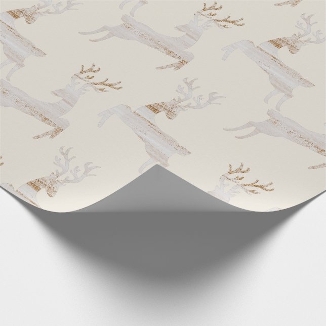 Rustic Wood Deer Christmas Wrapping Paper (Corner)