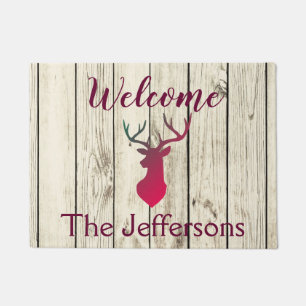 Rustic Wood Deer head Doormat