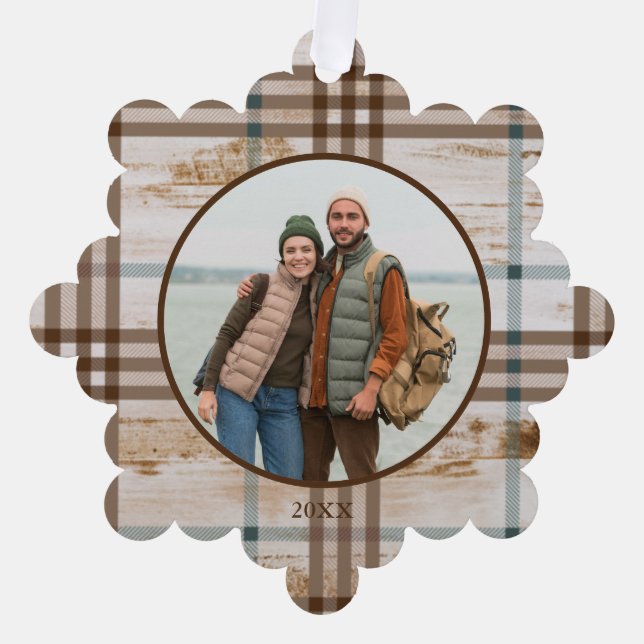 Rustic Wood Deer Paper Ornament Card (Front)