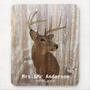 rustic wood deer the hunt is over mr and mrs mouse mat