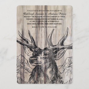 Rustic Wood   Deer Wedding Invitation