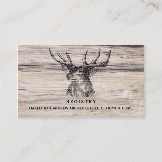 Rustic Wood | Deer Wedding Registry Card (Front)