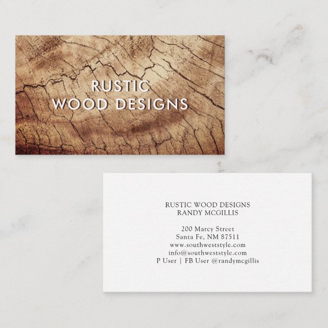 Rustic Wood Designs Carpenter Woodworker Business Card (Front/Back)