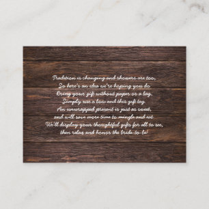 Rustic Wood Display bridal shower insert card tag