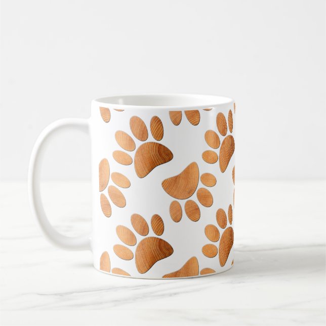 Rustic Wood Dog Pawprint Coffee Mug (Left)
