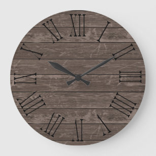 Rustic Wood Effect Brown Large Clock