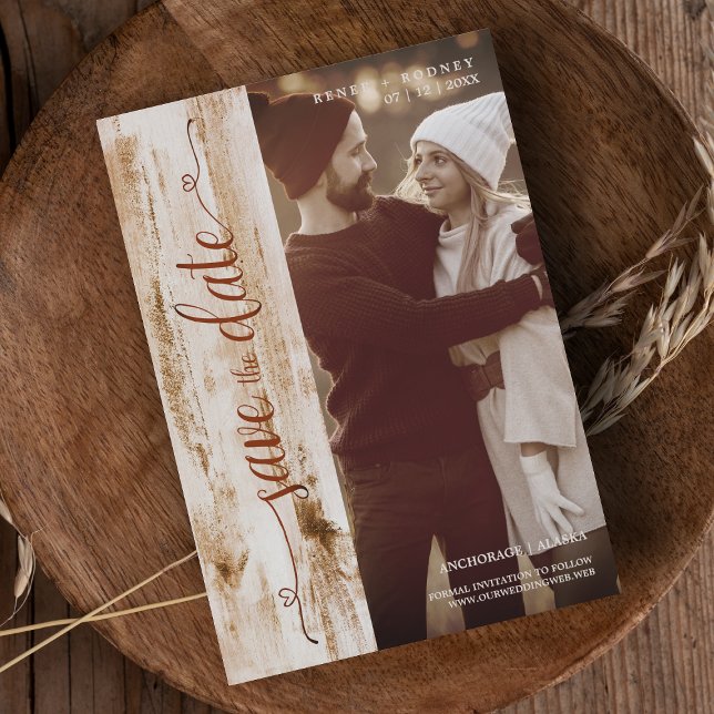 Rustic Wood Effect Wedding Photo Modern Typography (Creator Uploaded)