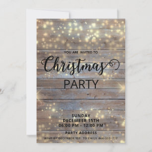 Rustic wood elegant corporate Holiday party Invitation