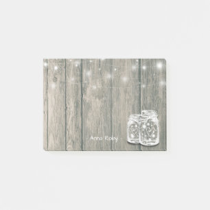Rustic Wood Elegant Mason Jar Vintage String Light Post-it Notes