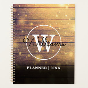 Rustic Wood Elegant Script Monogram 2023 Planner