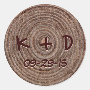 Rustic Wood Elegant Wedding Classic Round Sticker