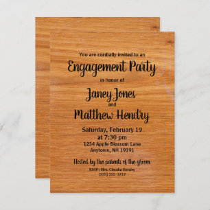 Rustic Wood Engagement Party Custom Invitation