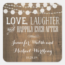 Rustic wood engagment wedding stickers