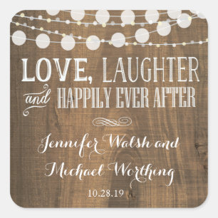Rustic wood engagment wedding stickers