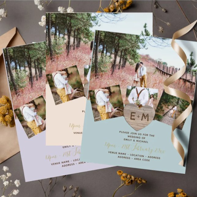 Rustic Wood Engraved Heart PHOTO COLLAGE BUDGET Flyer (Creator Uploaded)