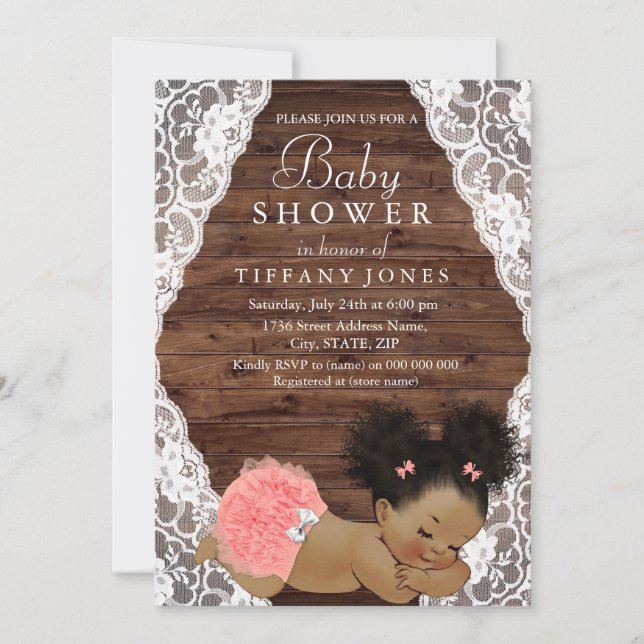 Rustic Wood Ethnic Vintage Baby Shower Invite (Front)