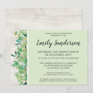 Rustic Wood & Eucalyptus Botanical Bridal Shower Invitation