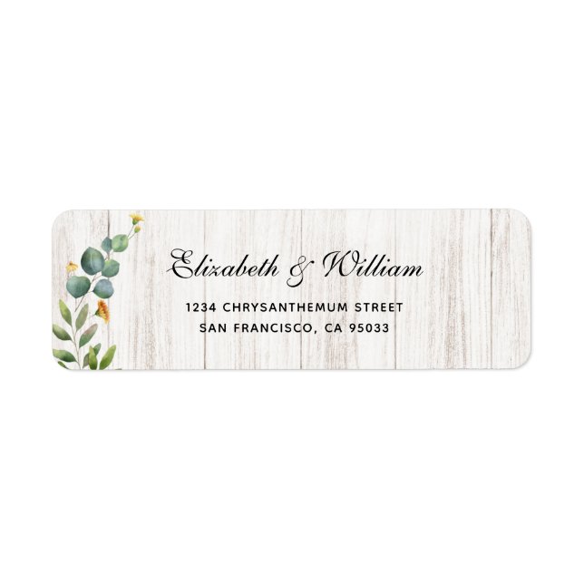  Rustic Wood & Eucalyptus Greenery  Return Address (Front)