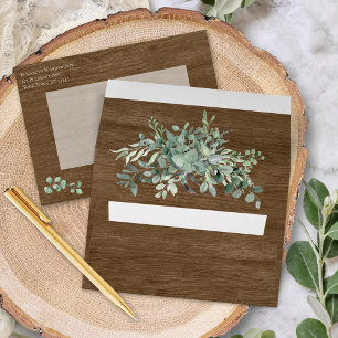 Rustic Wood Eucalyptus Greenery Wedding Envelope