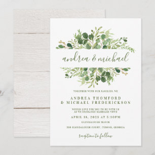 Rustic Wood & Eucalyptus Greenery Wedding Invitation