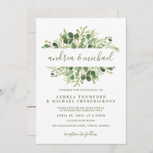 Rustic Wood & Eucalyptus Greenery Wedding Invitation