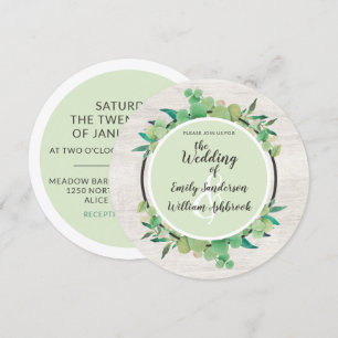 Rustic Wood & Eucalyptus Leaf Botanical Wedding Invitation