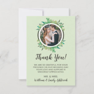 Rustic Wood & Eucalyptus Leaf Botanical Wedding Thank You Card