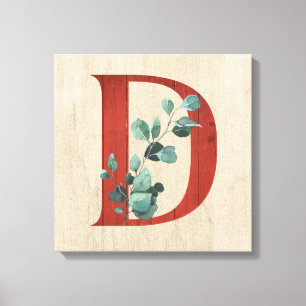 Rustic Wood & Eucalyptus Letter D Canvas Print