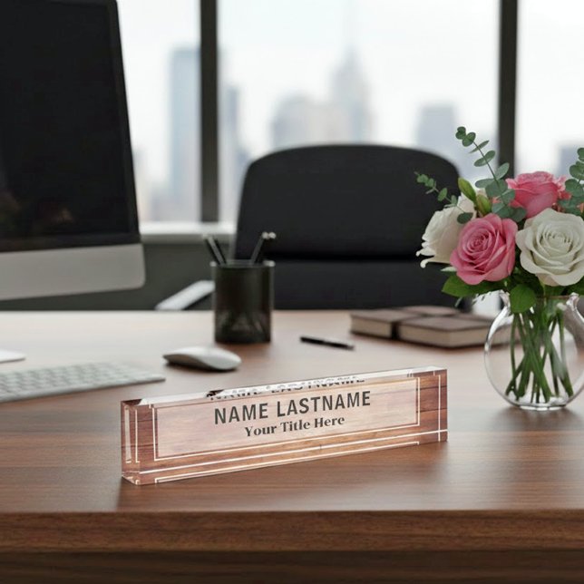 Rustic Wood Executive | Custom Name and Title Nameplate (Creator Uploaded)