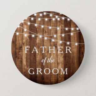 Rustic Wood Fairy Lights Father of the Groom Gift 7.5 Cm Round Badge