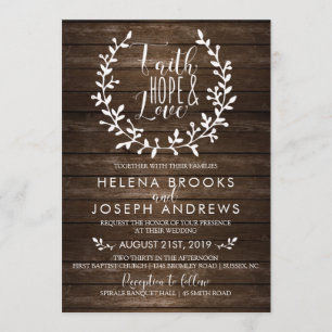 Rustic Wood Faith Wedding Invitation