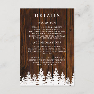 Rustic Wood Fall Autumn Winter Wedding QR Code Enclosure Card