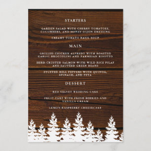 Rustic Wood Fall Autumn Winter Wedding Table Menu