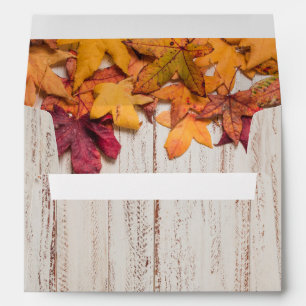 Rustic Wood Fall Colour Leaves Envelope