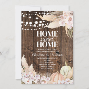 Rustic Wood Fall Pumpkin Home Sweet Home Invitation
