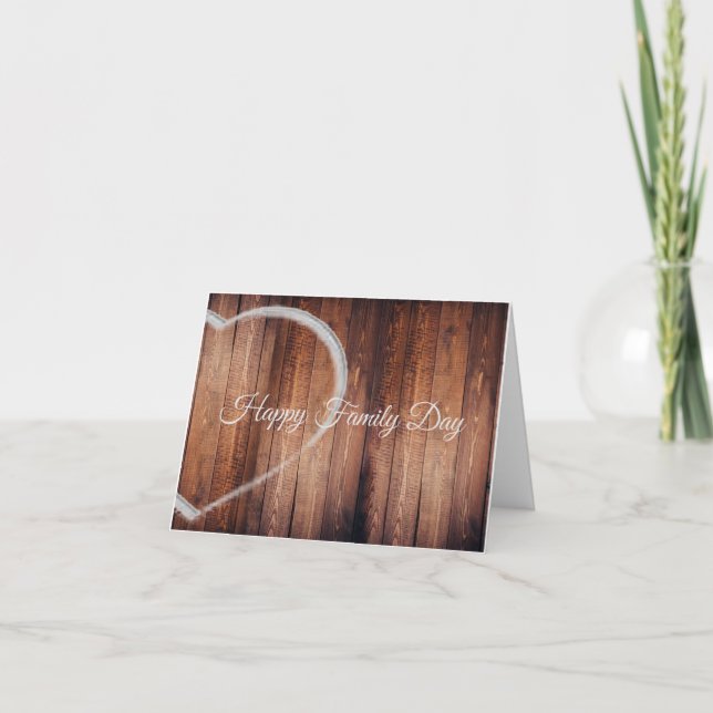 Rustic Wood Family Day Heart Blank  Note Card (Front)