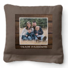 Rustic Wood Family Name Monogram Team Photo 