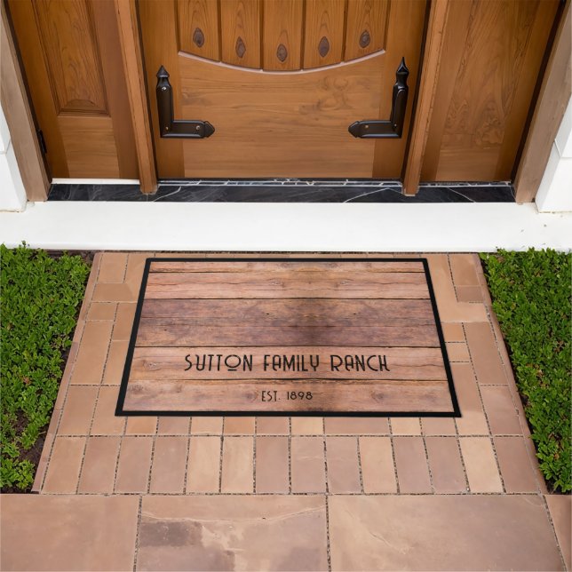 Rustic Wood Family Name Ranch  Doormat (Outdoor)