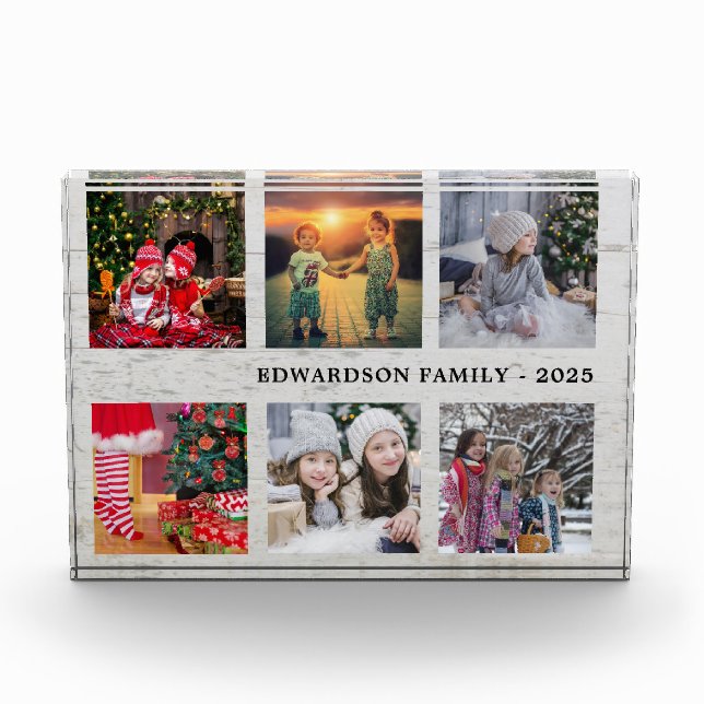 Rustic wood family photo collage family name (Front)