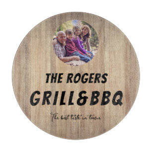 Rustic Wood Family Photo Grill & BBQ Cutting Board