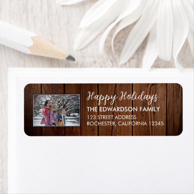 Rustic wood family photo Happy Holidays Christmas  (Insitu)