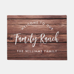 Rustic Wood Family Ranch Welcome Doormat
