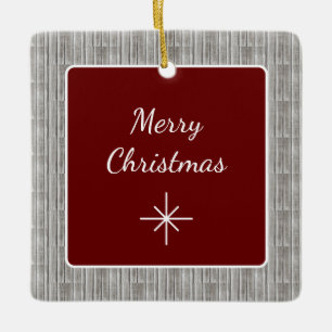 Rustic Wood Family Simple Christmas  Ceramic Ornament