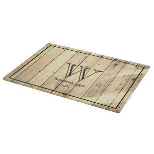 Rustic Wood Farmhouse Monogram Cutting Board